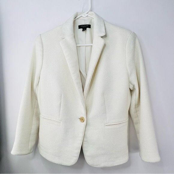 Ann Taylor The Newbury Blazer Jacket Women Sz 8 Petite Cream Neutral Classy NWOT - Picture 5 of 13